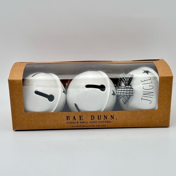Rae Dunn Holiday Christmas Set of 3 Jingle Bells Gift Topper/Ornaments - Picture 1 of 4